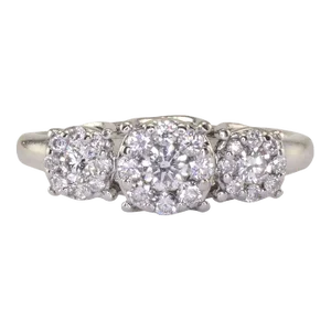 Early 21st Century 0.85 CTW Three Diamond 18K White Gold Ring Size 5
