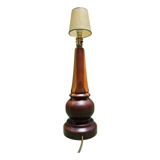 Mid-Century Scandinavian Turned Teak Table Lamp, 1960s For Sale