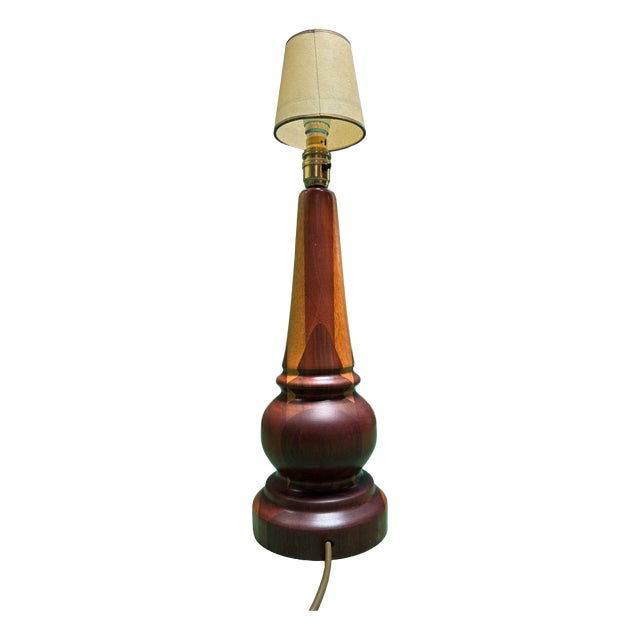 Mid-Century Scandinavian Turned Teak Table Lamp, 1960s For Sale