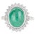 Metal Vintage Inspired Oval Cabochon Emerald Ring With Diamond Halo in Silver - Size 6 For Sale - Image 7 of 12