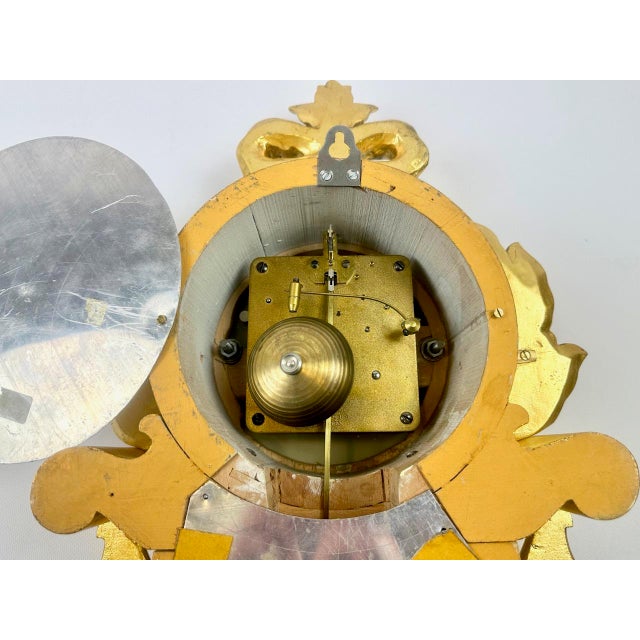 Swedish Rococo Style Gild Carved Wood Wall Clock from Westerstrand, 1960s For Sale - Image 18 of 18