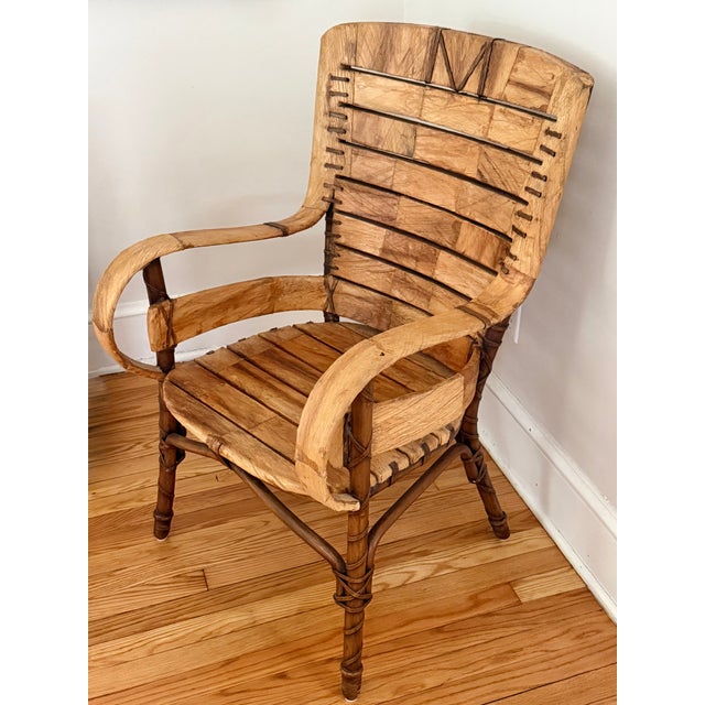 Midcentury Folk Art Southwestern Chair With Leather and Bentwood, Circa 1960s For Sale - Image 4 of 15