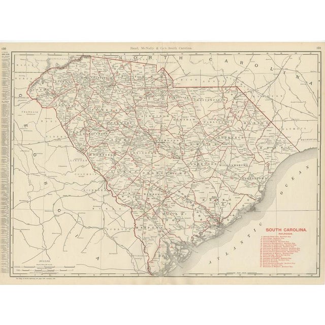 Antique Map of South Carolina The Palmetto State by Ran McNally, 1899 For Sale - Image 12 of 12