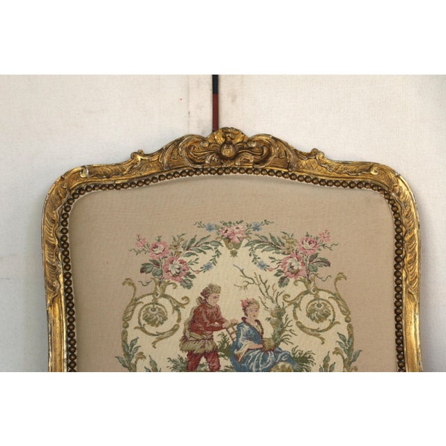 Antique Set of French Tapestry Gild Carved Gold Wood Arm Chairs Chairs & Sofa For Sale - Image 14 of 18