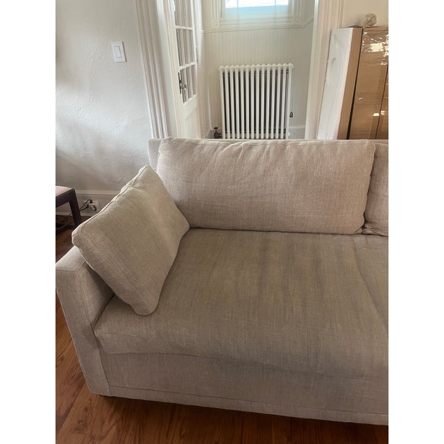 2020s Linen Rowe Sylvie Bench Sofa For Sale - Image 5 of 11