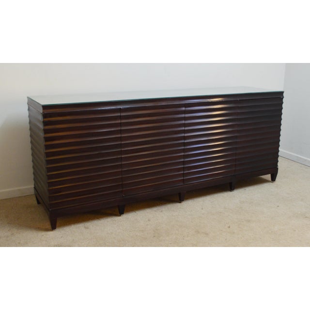 Modern Barbara Barry for Baker Fluted Sideboard With Protective Glass Top For Sale - Image 3 of 15