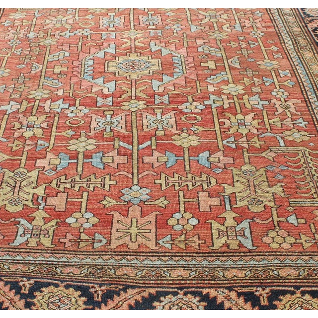 Textile Antique Persian Serapi Rug With All-Over Geometric Design For Sale - Image 7 of 13