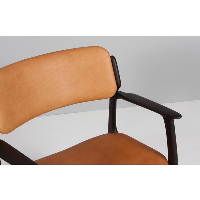 Wood Model 50 Armchair in Rosewood and Tan Leather by Erik Buch, Denmark, 1960s For Sale - Image 7 of 10