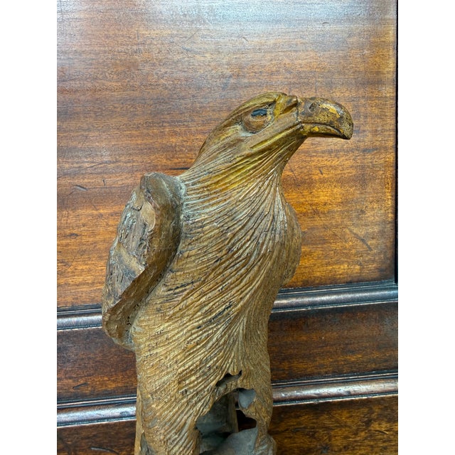 Large Antique Bamboo Hand Carved Eagle Meiji Period For Sale - Image 12 of 14