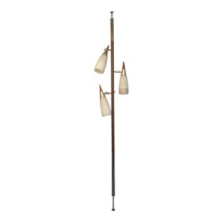 Mid Century Modern Wood Pole Lamp For Sale