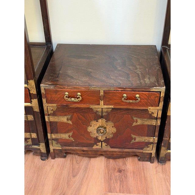 Vintage Pagoda Style Wood Display Cabinets Set, 3 Pieces For Sale - Image 12 of 18