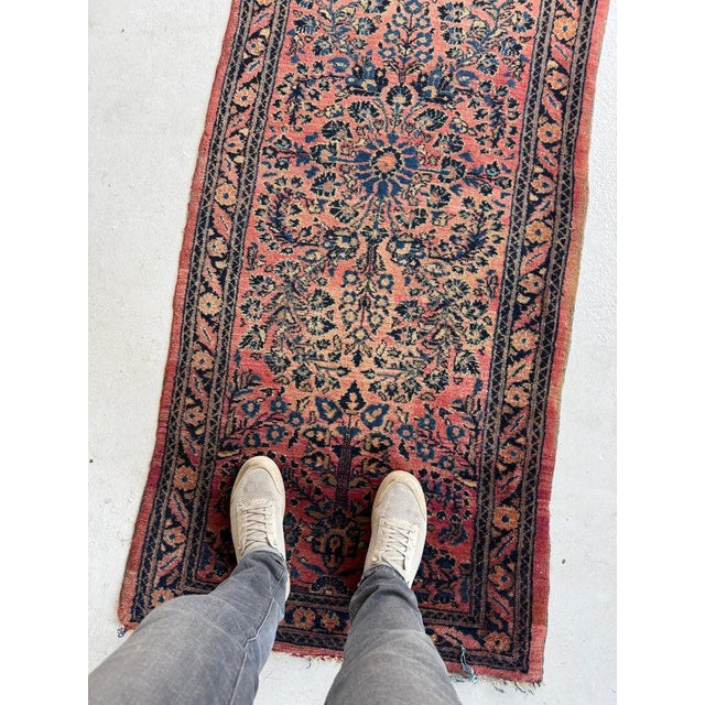 Persian 1930s Plush Flourishing Painted Sarouk Runner Botanical Garden Rug 2.10 x 12 For Sale - Image 3 of 11
