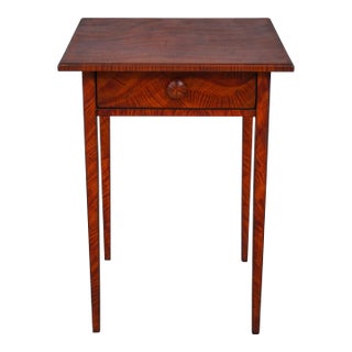 Early American Sponge Painted 1 Drawer Nightstand Occasional Table For Sale
