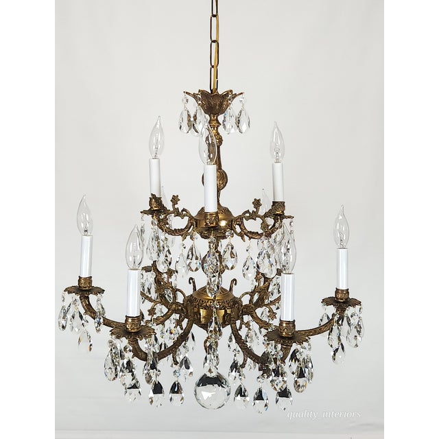 Antique Epic Glowing Glistening 9 Arm 9 Light Cut Lead Glass Crystal Chandelier For Sale - Image 15 of 18