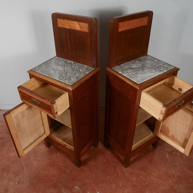 Bedside Tables with Gray Marble Top, 1930s, Set of 2 For Sale - Image 12 of 18