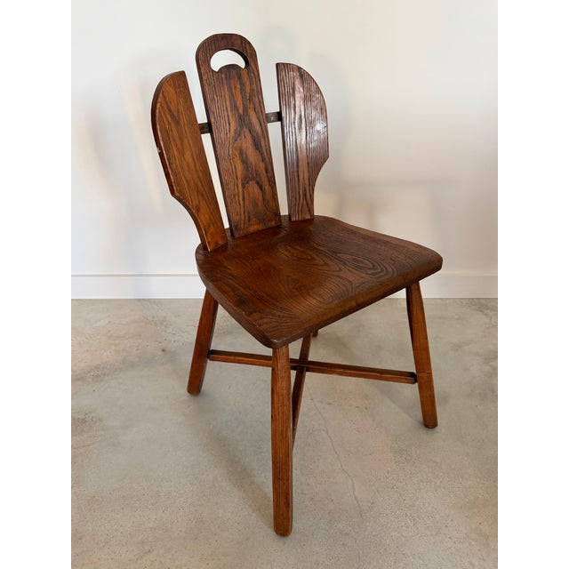 1960s Brutalist Oak Chairs (After De Puydt) 1960s Hand Crafted, Set of 4 For Sale - Image 5 of 7