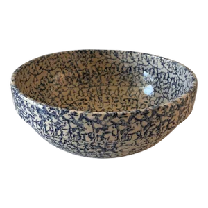 Large Vintage Marshall Pottery Blue Spongeware Mixing Bowl
