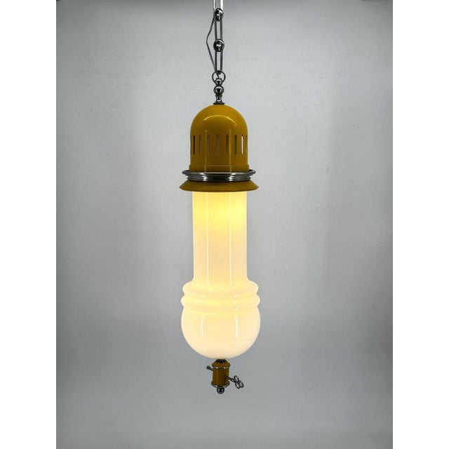 Metal Oblong Pendant Lamp in Metal and Glass, Italy, 1970s For Sale - Image 7 of 16