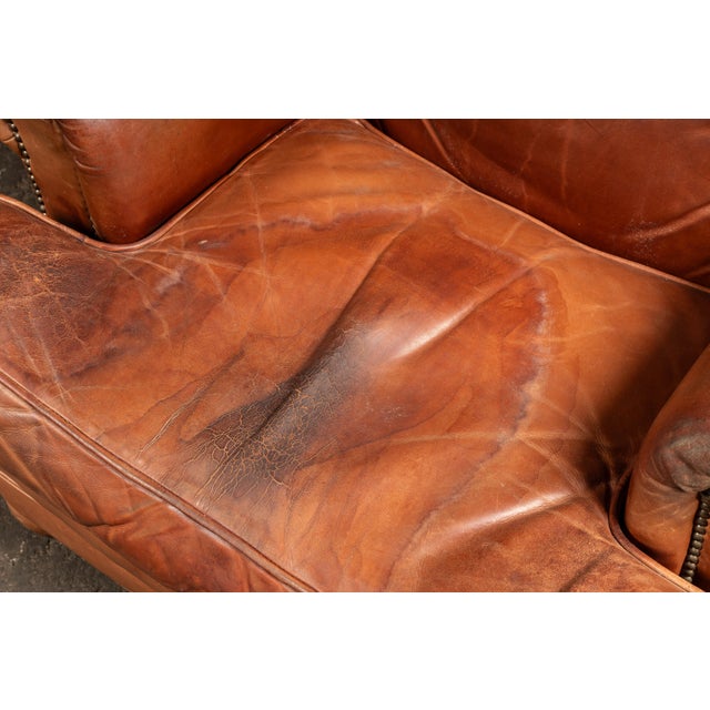 Pair of Vintage Leather Club Chairs With Matching Ottoman by Emerson For Sale - Image 12 of 14