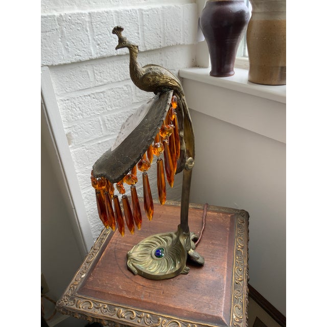 Circa 1920’s Brass Shield Lamp Insert Molded Glass Panel For Sale - Image 4 of 11