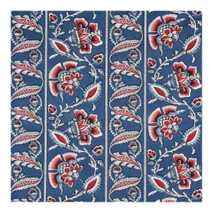 Schumacher Marielle Vine Fabric in Denim & Red