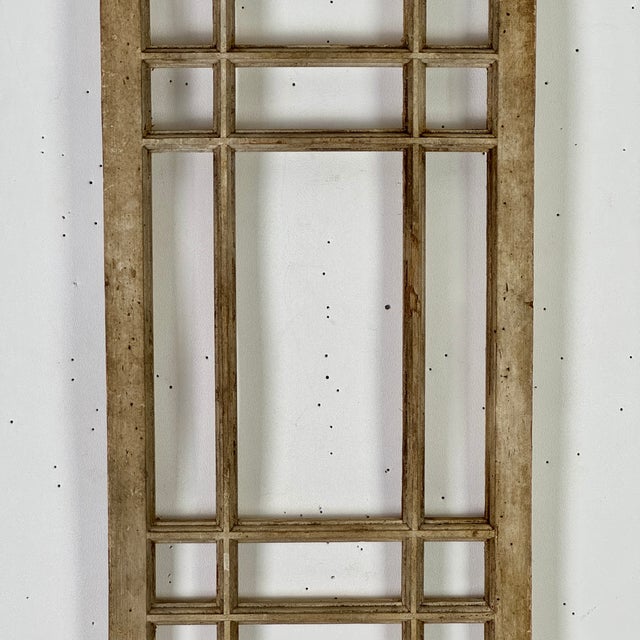 Early 20th Century Mondrain Inspired Architecturally Salvaged Grill Style Tall Wood Window Frame For Sale - Image 5 of 13