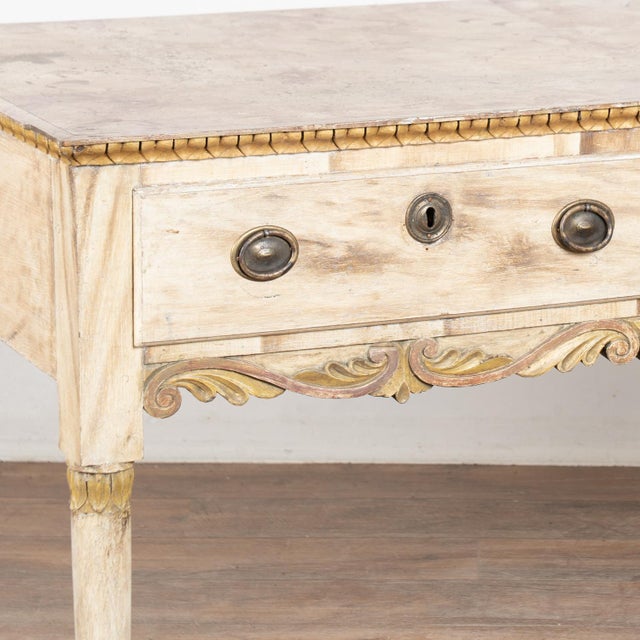 Cream 19th Century Original Painted Portuguese Console Table With Two Drawers For Sale - Image 8 of 18