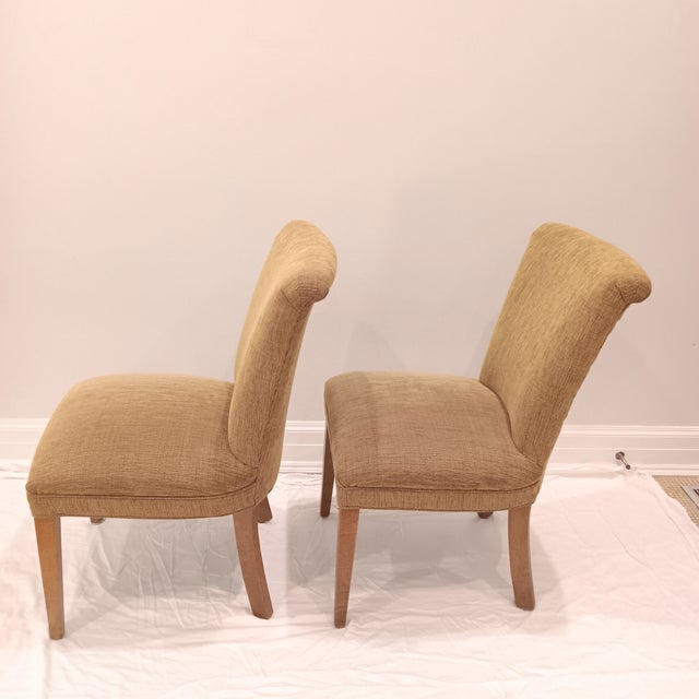 Vintage Crate & Barrel Upholstered Taupe Side Chairs With Wood Legs A Pair. Excellent condition. *Reasonable offers are...