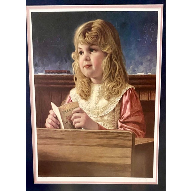Vintage Jim Daly Signed & Numbered Limited Edition Americana Print “Secret Admirer” Exquisitely Framed and Double Matted Excellent Condition. For Sale - Image 14 of 18