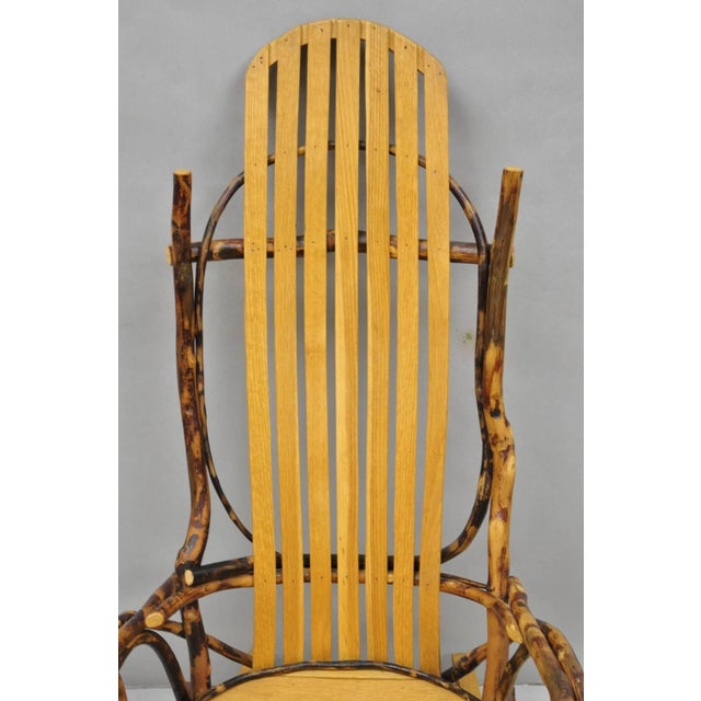 Vintage Adirondack Tree Branch Twig Arts & Crafts Primitive Rocker Rocking Chair For Sale - Image 4 of 11