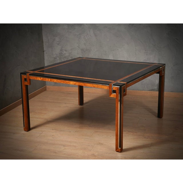 Square Briar Wood and Chrome Dining Table by Romeo Rega, 1970s For Sale - Image 10 of 11