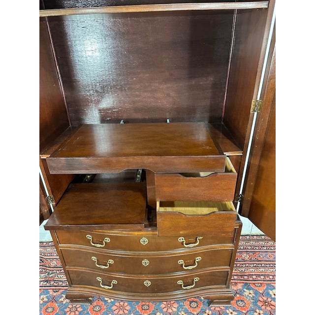 Vintage Baker Mahogany Chippendale-Style Armoire Cabinet With Drawers For Sale - Image 11 of 11