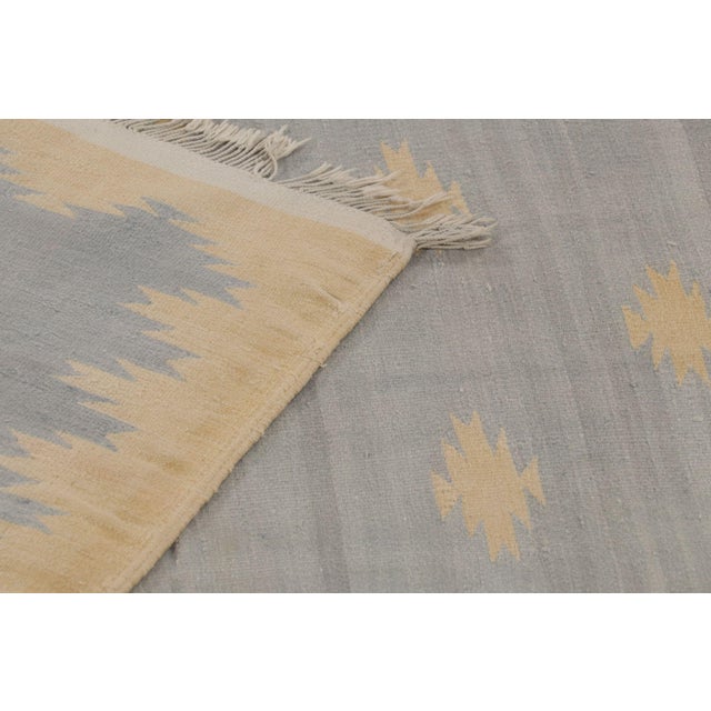Vintage Dhurrie Rug in Blue With Geometric Pattern in Blue With Beige-Brownfrom Rug & Kilim For Sale - Image 10 of 10