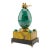 Empire Style Faux Malachite & Sienna Marble Decorative Egg Table Article With Gilt Bronze Doves For Sale