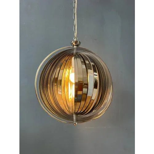 Chrome Moon Spiral Hanging Lamp by Henri Mathieu For Sale - Image 11 of 11