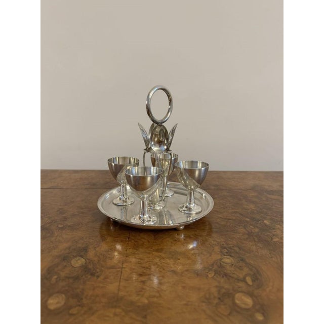 Edwardian Silver Plated Egg Cruet Set, 1900s, Set of 4 For Sale - Image 3 of 5