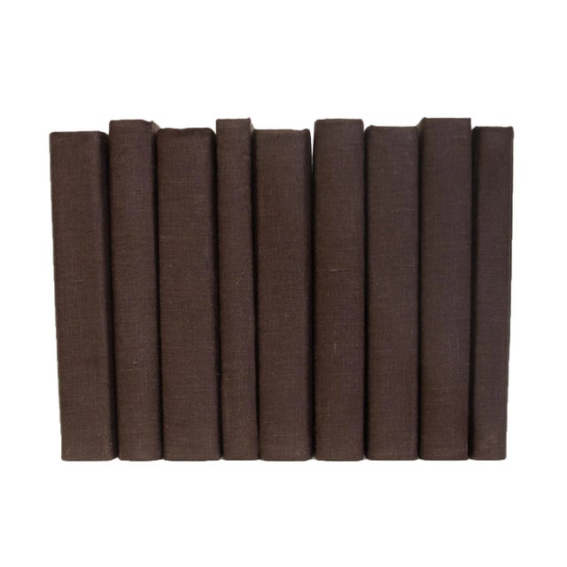 Modern Decorative Books - Coffee Linen Wrapped Book Bundle - 1 Foot of Brown Books For Sale - Image 3 of 4