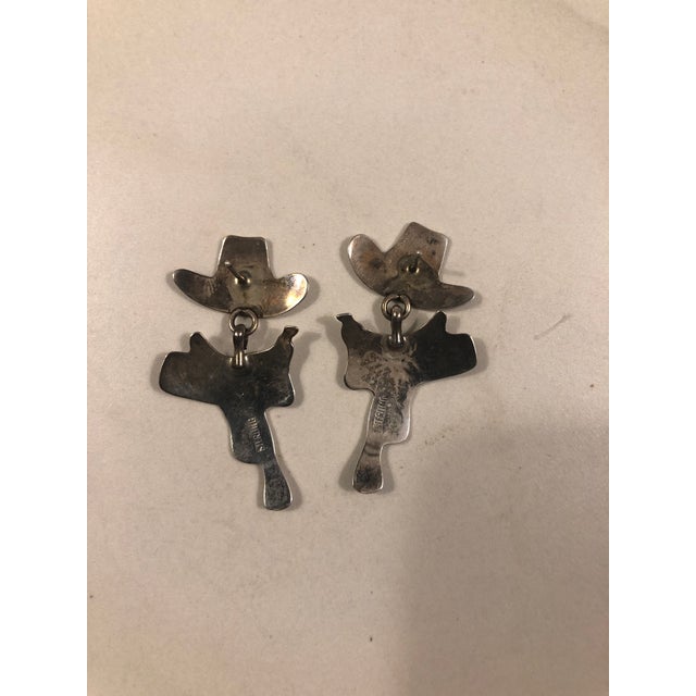 1980s 1980s Pair of Cowboy Hat and Saddle Sterling Earrings For Sale - Image 5 of 6