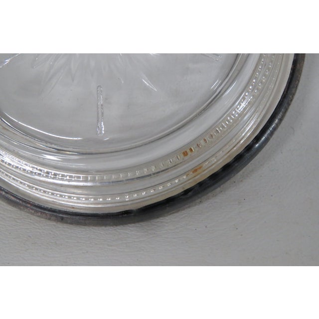Transparent Leonard Italy Silverplated Crystal Sunburst Star Glass Coasters Set of Six 4597b For Sale - Image 8 of 12