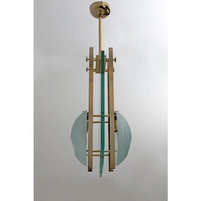 Mid-Century Modern Italian Brass and Crystal Pendant from Galotti & Radice, 1970 For Sale - Image 6 of 8
