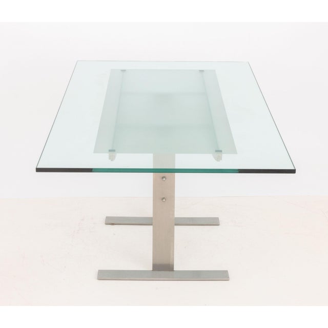 Transparent Contemporary Glass Top Dining Table For Sale - Image 8 of 9