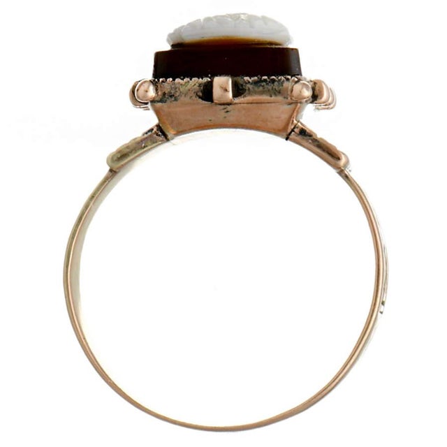 10KR Victorian Chalcedony Cameo Ring, size 6.5 For Sale - Image 4 of 5