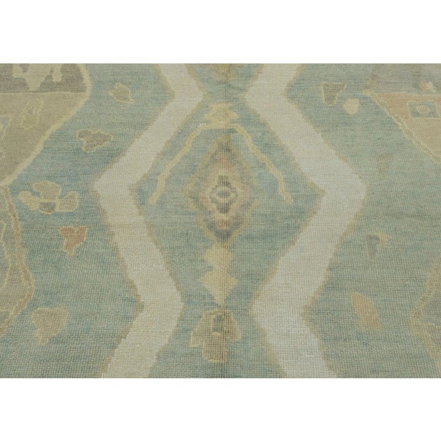 Cream & Sky Blue Turkish Oushak Rug 6'3" x 9' For Sale In Houston - Image 6 of 9