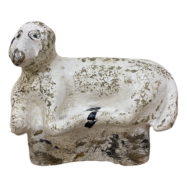 Hand Painted Sheep in Concrete, Early 20th Century For Sale