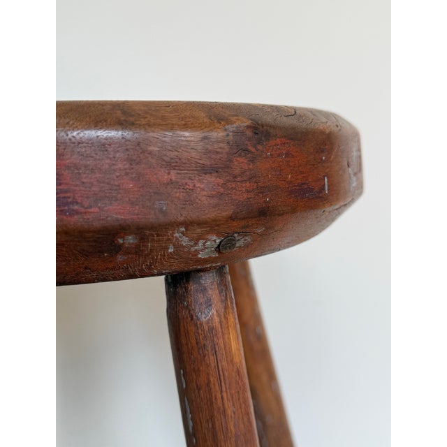 Burnt Umber Early 20th C Primitive Round Stool For Sale - Image 8 of 10