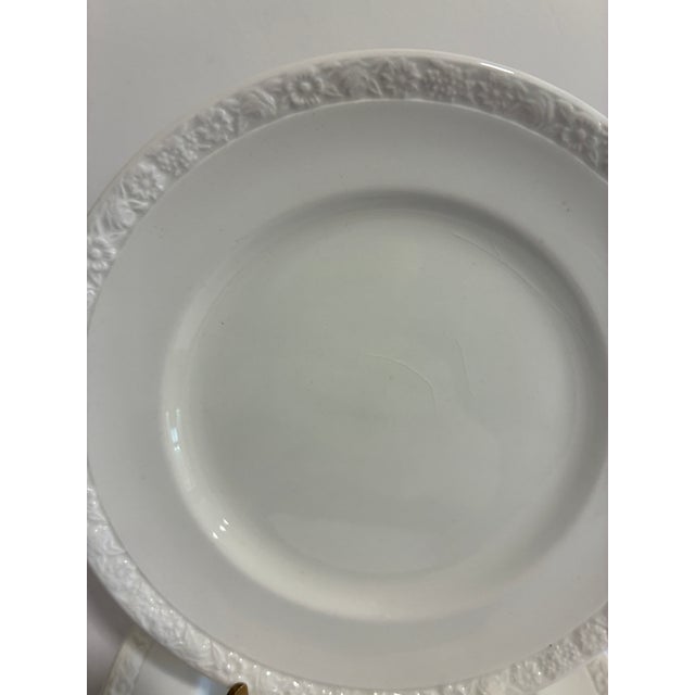 Farmhouse Vintage Wedgwood Salad Plates Set of 4, Embossed Floral Rim, England For Sale - Image 3 of 11