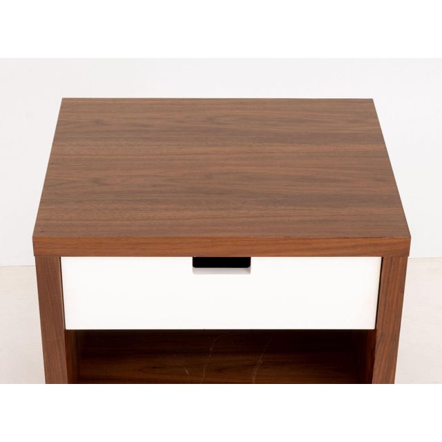 Wood Pair of Gus Design Group Oak Bedside Tables For Sale - Image 7 of 10