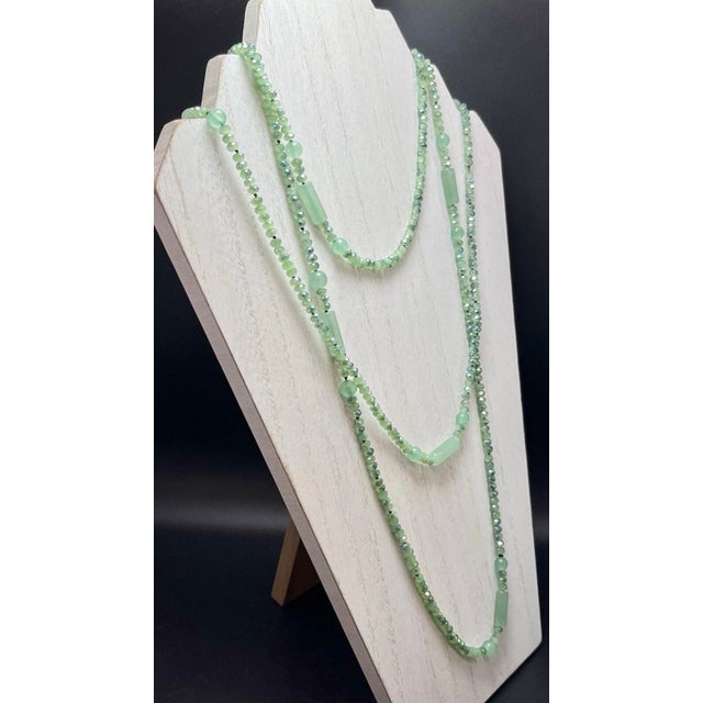 1930s Green Jadeite Art Déco Style Opera Length Necklaces, Two For Sale - Image 4 of 9