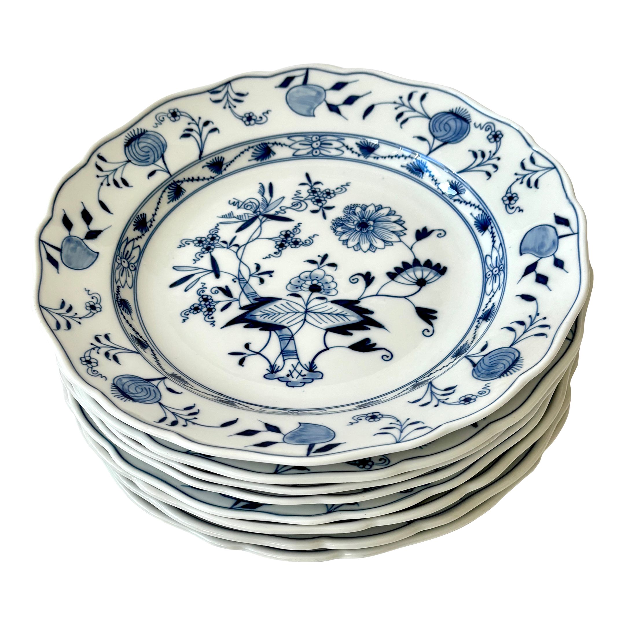 Early 20th Century Meissen Blue Onion Porcelain Dinner Plates- Set
