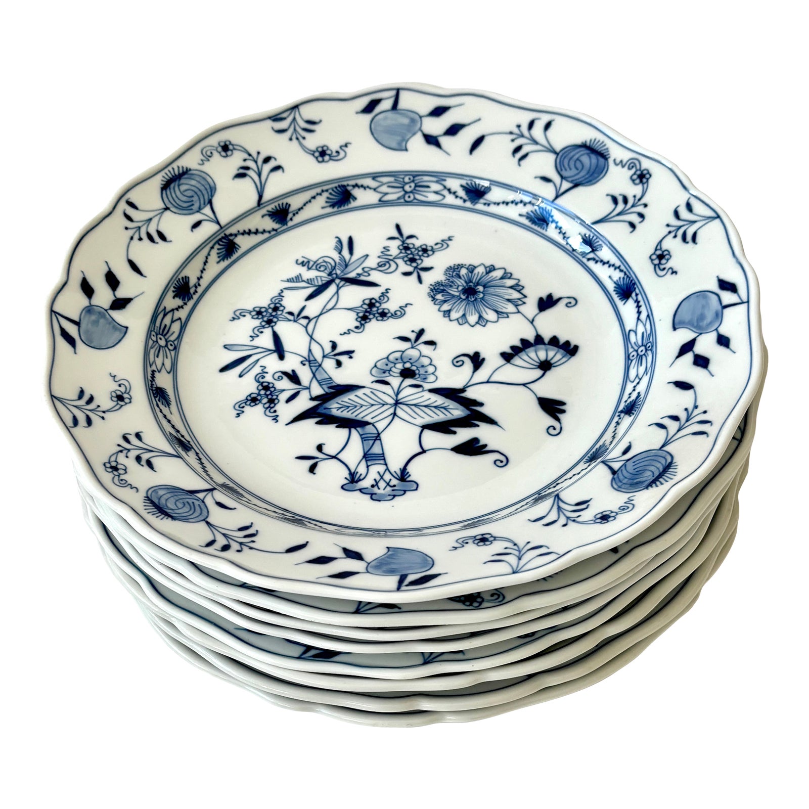 Early 20th Century Meissen Blue Onion Porcelain Dinner Plates- Set